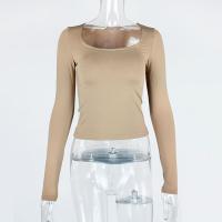 Camiseta sexy de manga larga con cuello cuadrado para mujer, tops con medias, 2025 - details 0