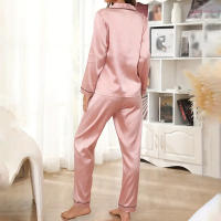 Conjunto de Pijama de Sátén para Mujer Top de Camisa con Manga Larga y Pantalones Elásticos - details 9