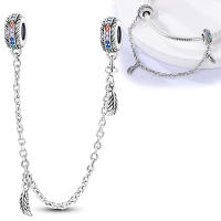 Cadena de Seguridad de Plata 925 con Piedra Principal de Zirconia en Color para Creación de Joyería Pulsera Original - details 1