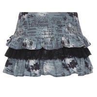 BUNO-minifalda de encaje en contraste, estilo gótico, detalle de lazo, cintura baja, estampado Floral, faldas cortas acampanadas, trajes de calle Y2K - details 6