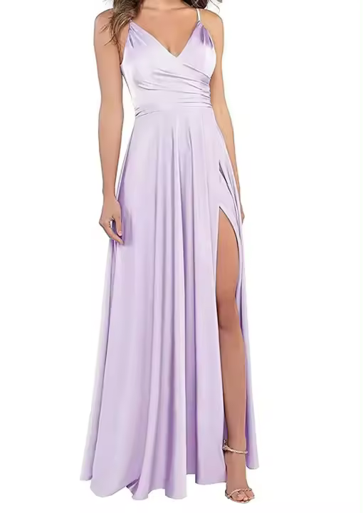 Dama de honor verde menta para bodas, camisolas de satén formales delicadas para fiestas, vestidos de noche con aberturas laterales largas - 1