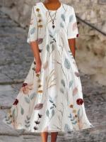 Vestido largo holgado, cómodo y versátil con estampado de línea A para mujer, novedad de verano - details 1