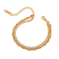 Brazalete de acero inoxidable taladro completo premium sense multicapa mano cadena titanio acero mano acabado - details 4