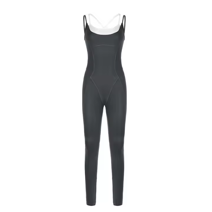 BUNO-Conjunto de ropa deportiva de Yoga para mujer, pelucas de Fitness, mono deportivo con correa de una pieza, monos de entrenamiento sin mangas, chándal, ropa de gimnasio - 1