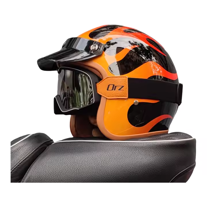 Casco De Motocicleta Retro Medio Abierto ORZ Para Parejas Estilo Cruising 3/4 Adecuado Para Tiendas De Café Material ABS Unisex - 1