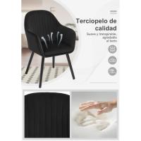 Silla de Comedor Estilo Vintage Juego de 1, Silla Cocina, Silla Nordica con Respaldo y Reposabrazos, Tela Pana, Estructura de Madera, Sillas para Tocador, Escritorio, Crema, EZS26cm-1 - details 88