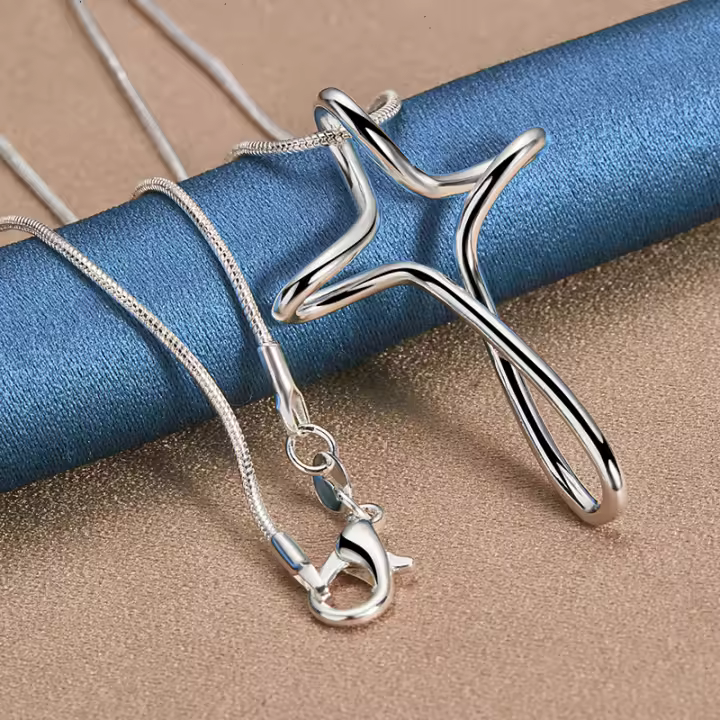 925 Sterling Silver Cross Pendant Necklace For Woman Men Jewelry - 1