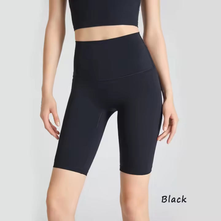Pantalones cortos de yoga de cintura alta para mujer, secado rápido, levantamiento de cadera, fitness, correr, ciclismo, pantalones cortos cómodos transpirables de secado rápido - 1