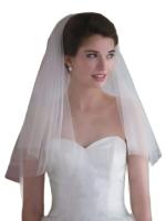 Velo de novia corto barato con borde cortado en peine, 2 capas, accesorios de boda simples 2025 - details 5