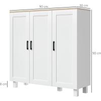 2 Puertas Estante Ajustable Base Elevada Comedor Pasillo Dormitorio Dispositivo Antivuelco 60x30x90 cm Blanco - details 11