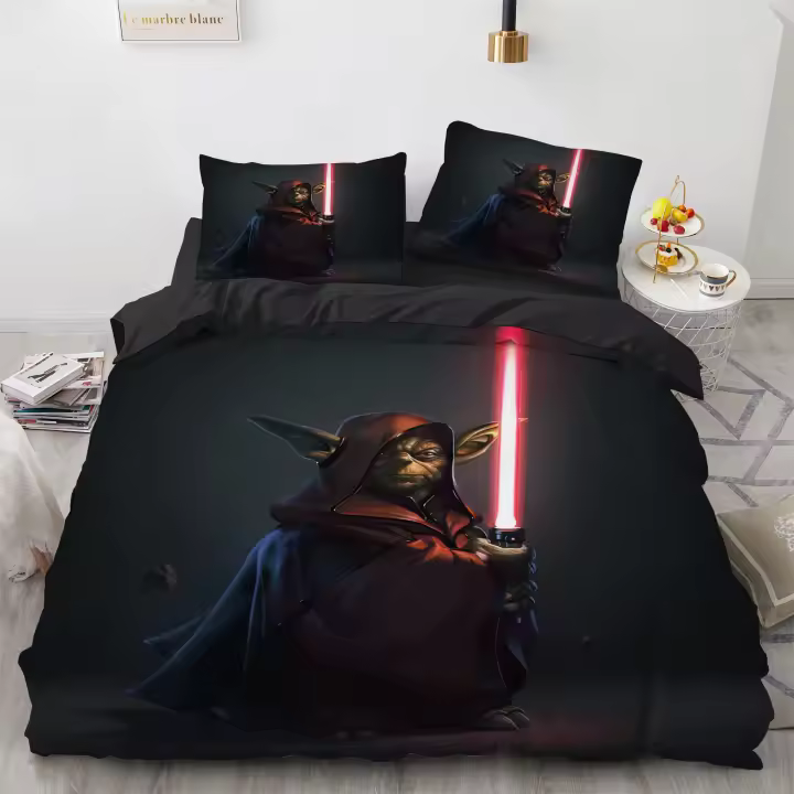 Juego de Ropa de Cama de Dibujos Animados de Yoda Impresión 3D Conjunto de Dormitorio para Niños - 1
