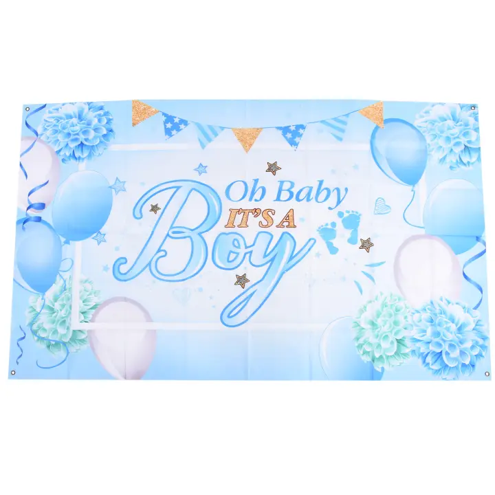 Telón de fondo personalizado, tela multiusos, color azul, ideal para Baby Shower - 1