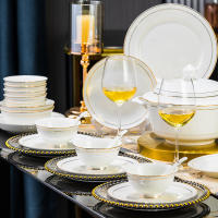Vajilla de porcelana de hueso de lujo ligero Juego de platos simples europeos Platos de inauguración de la casa Vajilla de alta gama - details 1