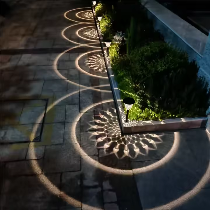 Luz de Jardín Solar RXUNS 4pc Luz de Sombras de Circulo Iluminación Solar al Aire Libre Impermeable - 1