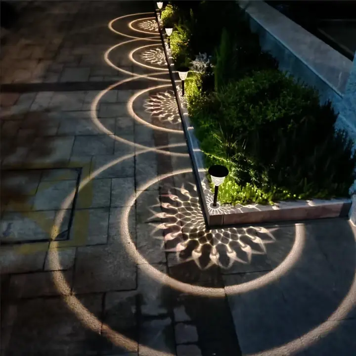 Luz de Jardín Solar RXUNS 4pc Luz de Sombras de Circulo Iluminación Solar al Aire Libre Impermeable - 1