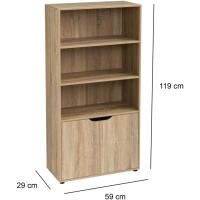 Estantería de Madera, Librería con Puerta y Compartimentos Abiertos, Mueble almacenaje, Organizador,en Color Natural de 119x29x59 cm para Estudio,Dormitorio,Salón, Oficina y Biblioteca - details 2