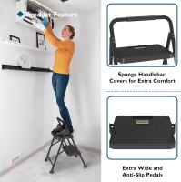 Escaleras Plegables de 3 Escalones, Capacidad de 272KG con Pedales Antideslizantes Anchos, Taburete Escaleras de Mano de Acero, Manubrio de Esponja, Uso en Interiores y Exteriores, Negro - details 60