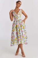 Vestido Midi de Verano Ouwu Encaje con Lazo en la Espalda, Cuello en V, Sin Mangas, Moda para Damas - details 12