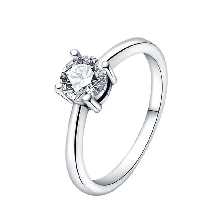 Anillo de Plata de Ley 925, anillo de corazón Rojo Elevado para Mujer, surrounded cúbica CZ, Estrella, Luna, Flor, joyería de Boda, anillos, Regalos - 1