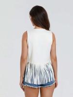 Chaqueta hippie para mujer, chaqueta ligera sin mangas con frente abierto de color sólido y bolsa de ropa sin tirantes - details 2
