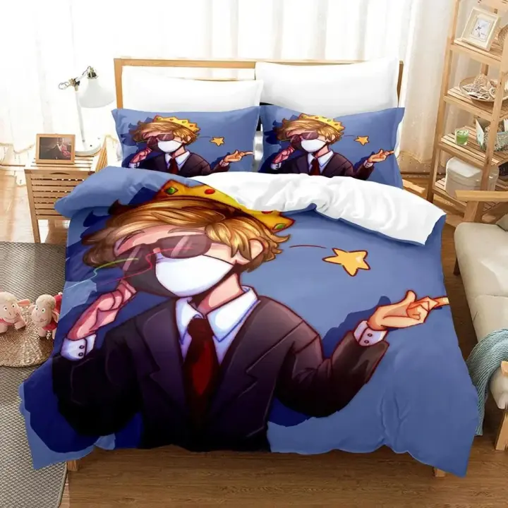 Conjunto de Ropa de Cama Ranboo 3D Funda de Edredón Cubierta de Almohada para Rey, Reina, Tamaño Twin Cojines para Adultos, Niños, Adolescentes - 1