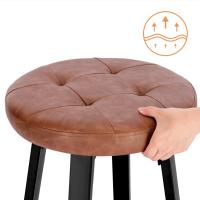 2 unids/set taburete de Bar con asiento giratorio de piel sintética 4 patas de Metal taburete alto con reposapiés para comedor cocina cafetería - details 9