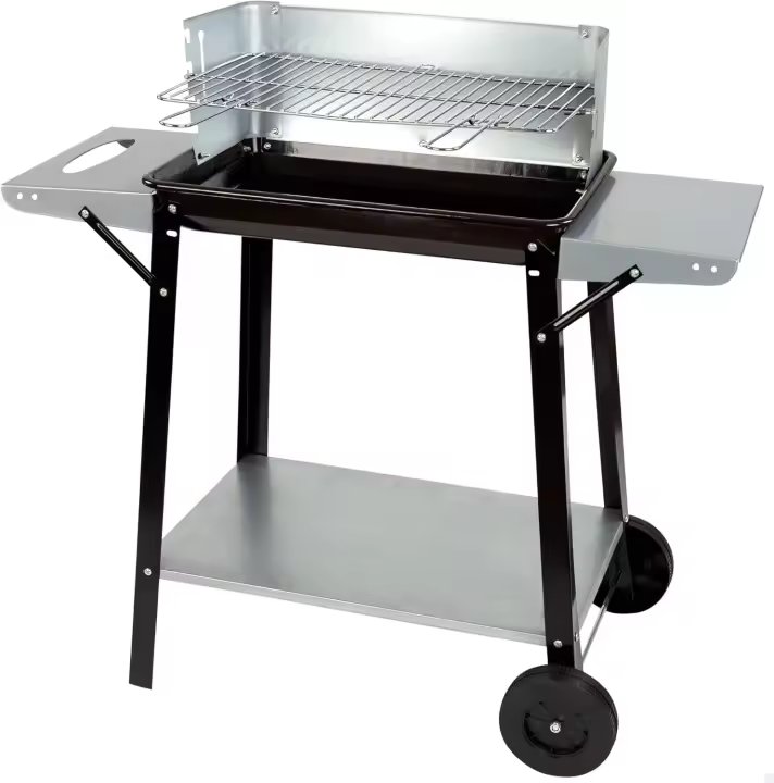 Barbacoa de Carbón y Maderal 90x32x85 cm con Control de Temperatura Mangas Extraíbles, 4 Alturas Regulables, 2 Ruedas y Asa de Transporte Montaje Rápido - 1