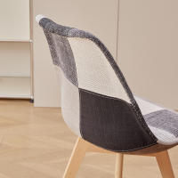 EGOONM-Sillas de comedor de estilo nórdico, Asientos tapizados de retazos con madera maciza, diseño elegante, color gris, 4 unidades - details 3