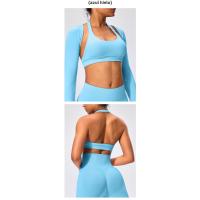 Sujetador deportivo de estilo europeo y americano con cuello halter, alta elasticidad, nylon mate, gran espalda abierta, top de yoga para mujeres - details 16