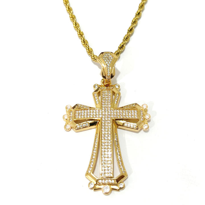 Cadena Ajustable 45-50cm Collar Cruz Para Mujer - Chapado En Oro 14k Con Circonitas - Cadena Ajustable 45-50 Cm - Regalo Elegante Joyería Circonita Cúbica