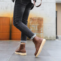 Botas de herramientas para hombres al aire libre ayuda media zapatos de cuero de estilo británico cuero genuino - details 15