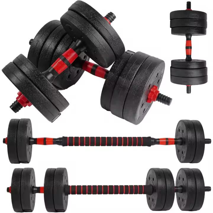 Ajustables【Discos de Cemento |   10-40 kg】con Barra Recta de Conexión |   Pesas Ergonómicas para Hombres y Mujeres, Gimnasio en Casa, Fitness (Transformador Rojo/Naranja) - 1