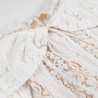 TRAFZA, vestido ajustado elegante para mujer, cuello de un hombro, encaje, manga larga, primavera, mujer, con cordones, decorar, elegante, vestidos largos con cremallera - details 4