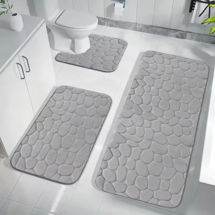 Juego de 3 Alfombras de Baño de Almohadilla de Grijear Suaves y Cómodas para Uso en Baños - 1