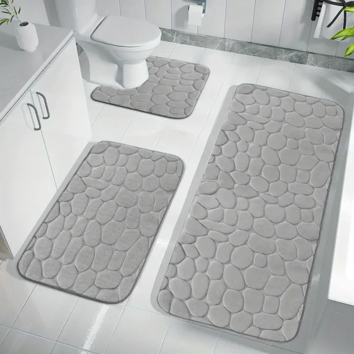 Juego de 3 Alfombras de Baño de Almohadilla de Grijear Suaves y Cómodas para Uso en Baños - 1