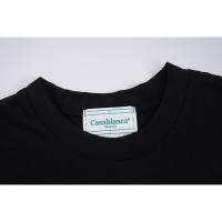 Camiseta Deportiva de Algodón Puro para Hombres Cuello Redondo, Estampado de Logotipo Delantero, Estilo Básico Casual para el Verano - details 2