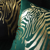 Fundas de Almohada de Terciopelo Dorado con Patrón de Geometría Diseño de Hoja de Ginkgo y Tijeras de Zebra Decoración Moderna para el Hogar - details 3