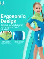 Traje de baño de una pieza de manga corta para niñas, con cremallera frontal, cómodo y elástico, para nadar en la piscina - details 1