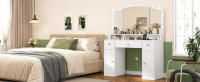 Tocador de Maquillaje Moderno con LED 10, Espejos Plegables y Cajones Ideal para Mujer, Dormitorio, Blanco - details 0