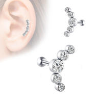 Piercing de cristal para cartílago para mujer, pendiente de hélice, pasador de acero inoxidable, tragus, joyería daith de racimo, 2 piezas - details 7