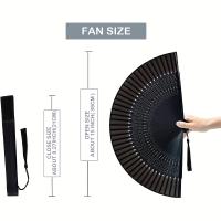 1 abanico de mano plegable de bambú retro negro elegante: diseño intrincado de puntos blancos, liviano y portátil para danza, actuación, decoración de bodas, accesorios de fiesta o regalo - details 1