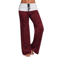 Mallas holgadas para mujer, pantalones de pierna ancha con cordones, pantalones de talla grande para Fitness, pantalones con corte de bota de retales de cintura alta para mujer 2025 - details 1