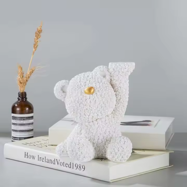 Artesanías de resina de oso rosa, adornos para el hogar, almacenamiento de bandeja de estudio, decoraciones de entrada de transmisión en vivo - 1
