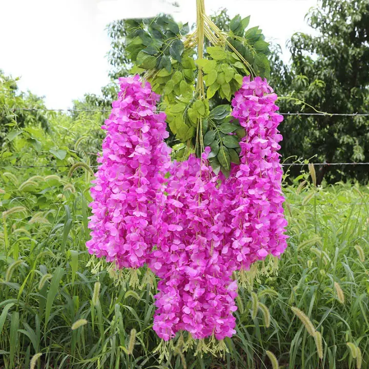 Guirnalda Colgante de Flores de Estira de Jazmín Artificial 12pcs Decoración de Arco de Jardín de Boda al Aire Libre Flores Falsas para Decoración de Fiesta en Casa - 1