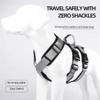 Arnés para perros grandes a prueba de explosiones con asa, correas de pecho ajustables duraderas para perros grandes, gris, L - details 4