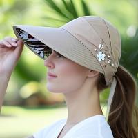 Gorra de Sol de Verano para Mujer Sombrero de Playa con Borla Ancha Gorra de Béisbol con Visera de Flor Protección Solar Casual de Viaje - details 5