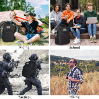 Mochila táctica de 30L para viaje y senderismo, mochila negra con portabotellas, mochila pequeña para ordenador portátil para el trabajo, Assaul para hombre - details 5