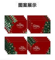 Nuevo Mantel Individual de lino navideño, mantel con estampado de letras de bendición festiva, decoración de mesa para invitados, posavasos con aislamiento térmico - details 2