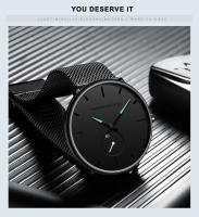 Reloj de Acero Inoxidable Impermeable de Diseño Sencillo Automático, Correa de Cuero, Marca Superior, Elegante para Hombres - details 6
