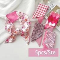 5 unidades/juego de bufanda de satén de seda, bandas para el cabello de tela para mujer, accesorios de tocado, bufandas de señora, cinta para el cuello para asa de bolso - details 5